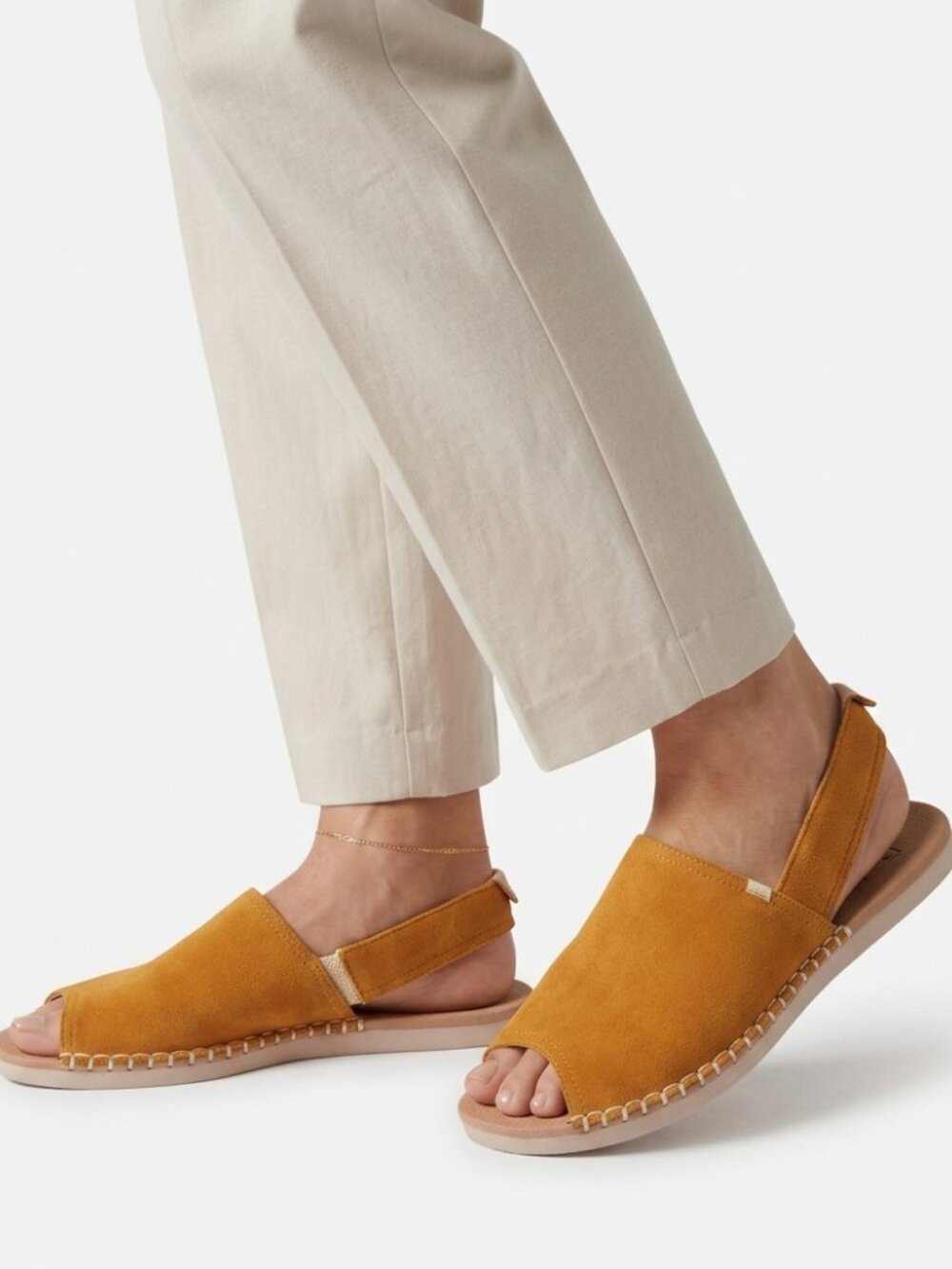 REEF WOMEN'S ESCAPE SLINGBACK PEEP TOE SHOES IN MUSTARD YELLOW - 6